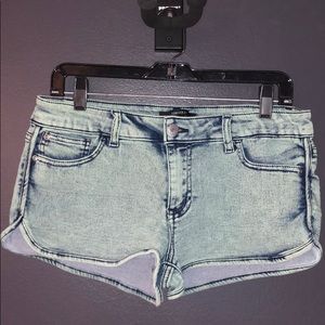 Stretchy faux-denim shorts